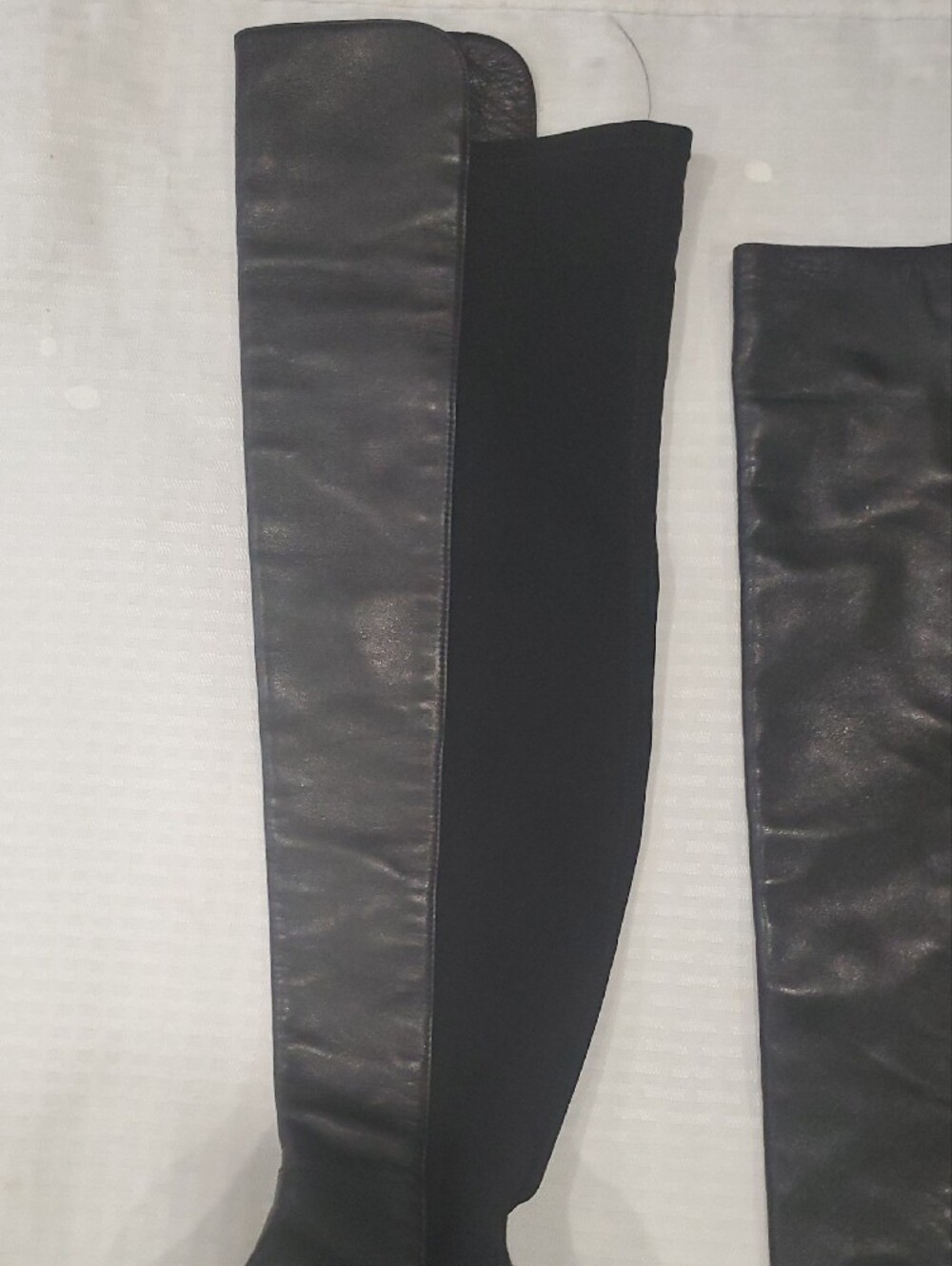 Stuart Weitzman Black Over-the-Knee Leather Stretch Riding Boots Size 10 - Picture 2 of 15